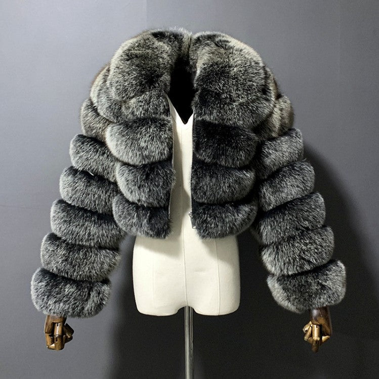 Women's Fur Imitation Fox Stitching Lapel Long Coats