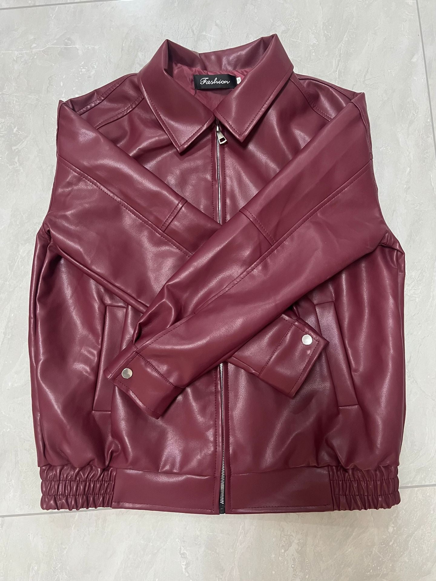Leather Locomotive Style Profile Lapel Elastic Jackets
