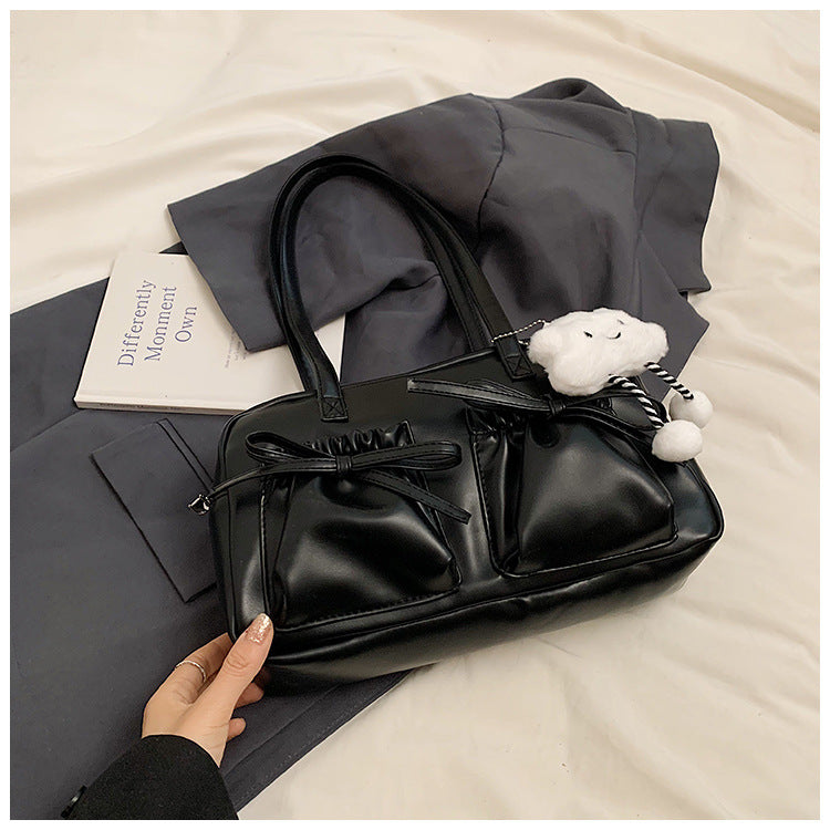Women's Style Fashion Bow Pleated Glossy Underarm Bags