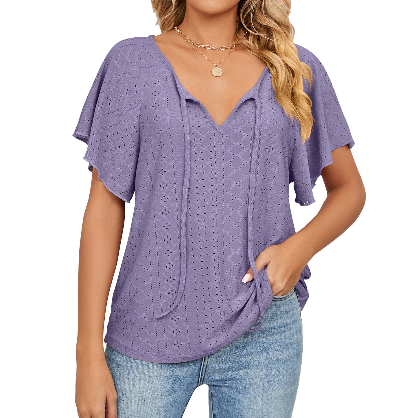 Unique Women's Solid Color Sleeve Loose Tops