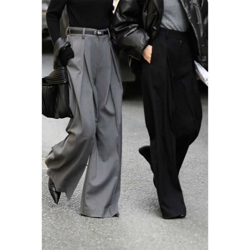 Women's Slimming Longer Leg Wide Trousers Smoky Pants