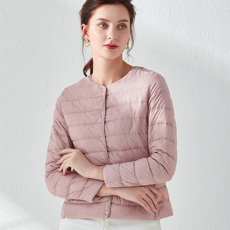 Women's Neck Slim Fit Large Collarless Long Jackets