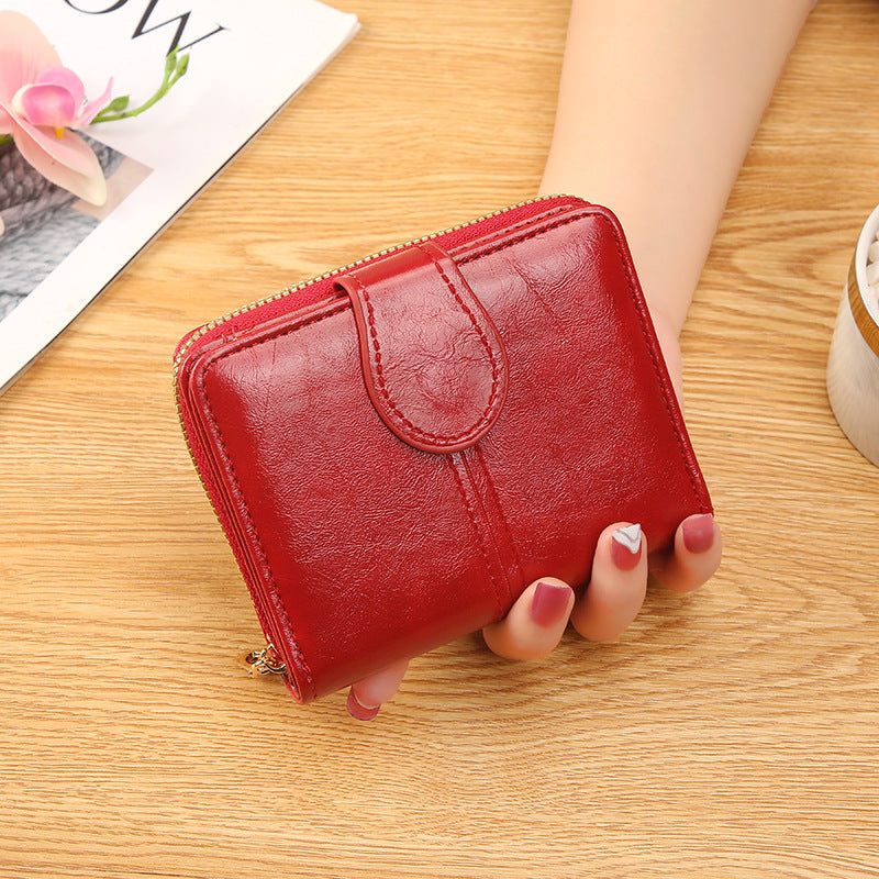Women's Short Cute Refreshing Zipper Soft Leather Ladies Wallets