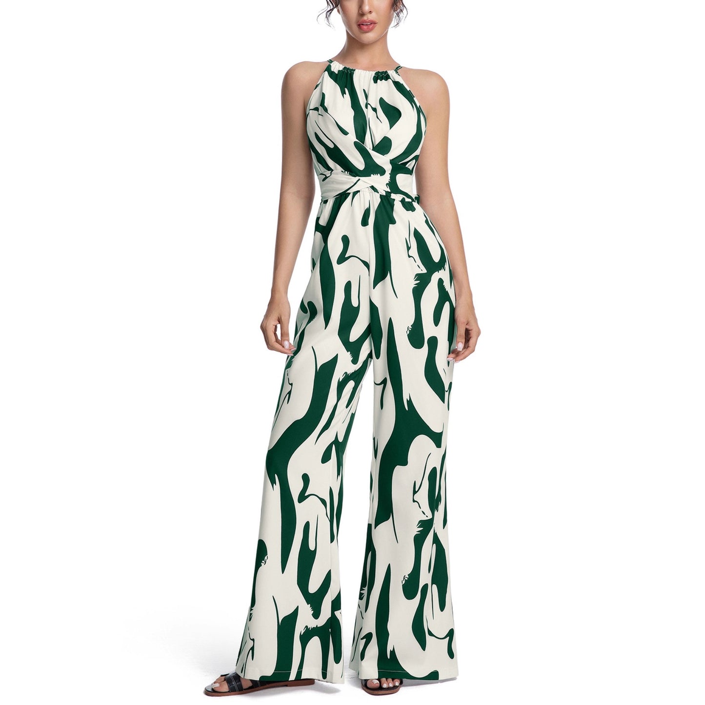 Summer Fashion Slimming Zebra Print Halter Women's Jumpsuit/clothing