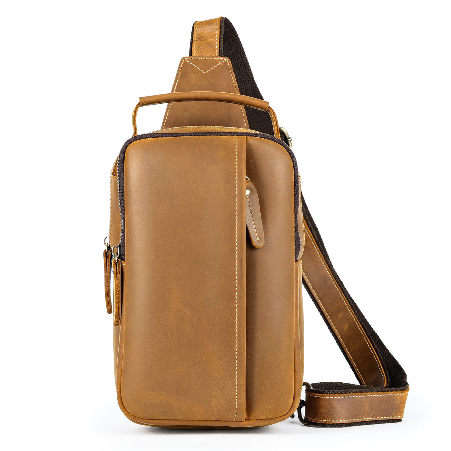 Crazy Horse Leather Leisure High-grade Fashion Men's Chest Bags