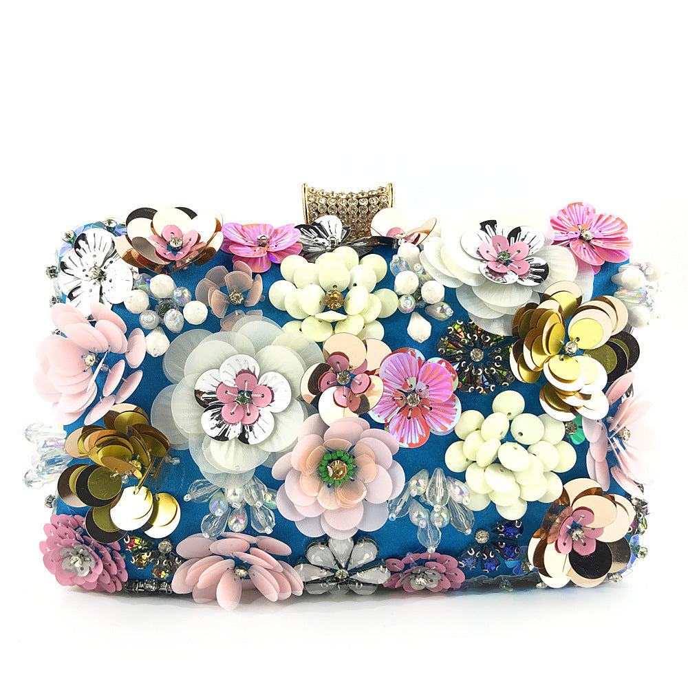 Dinner Female Colored Beads Flower Beaded Bags