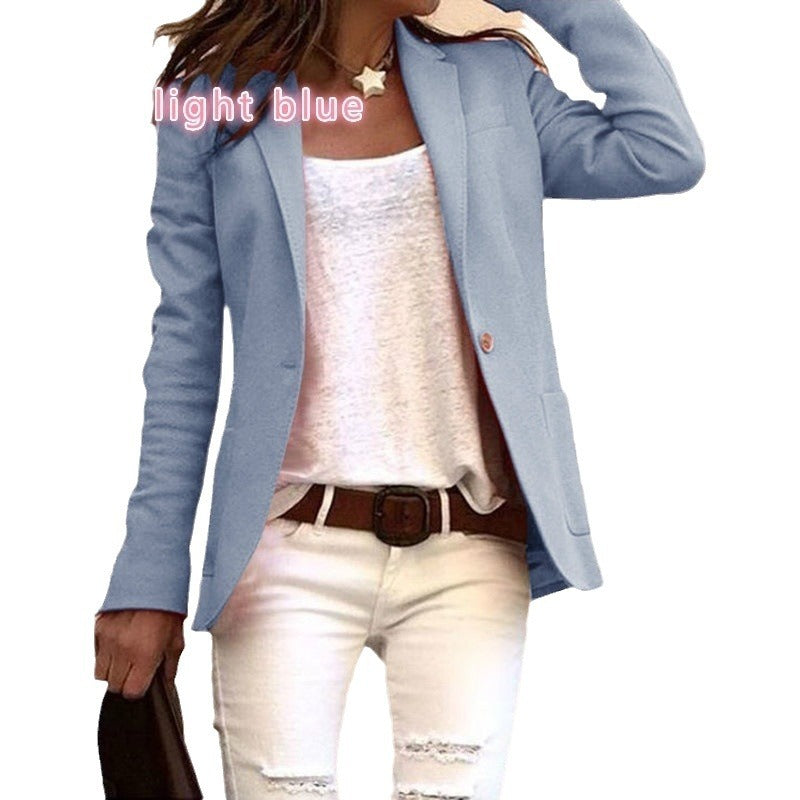 Women's Candy Color Long Sleeve Commuter Style Coats