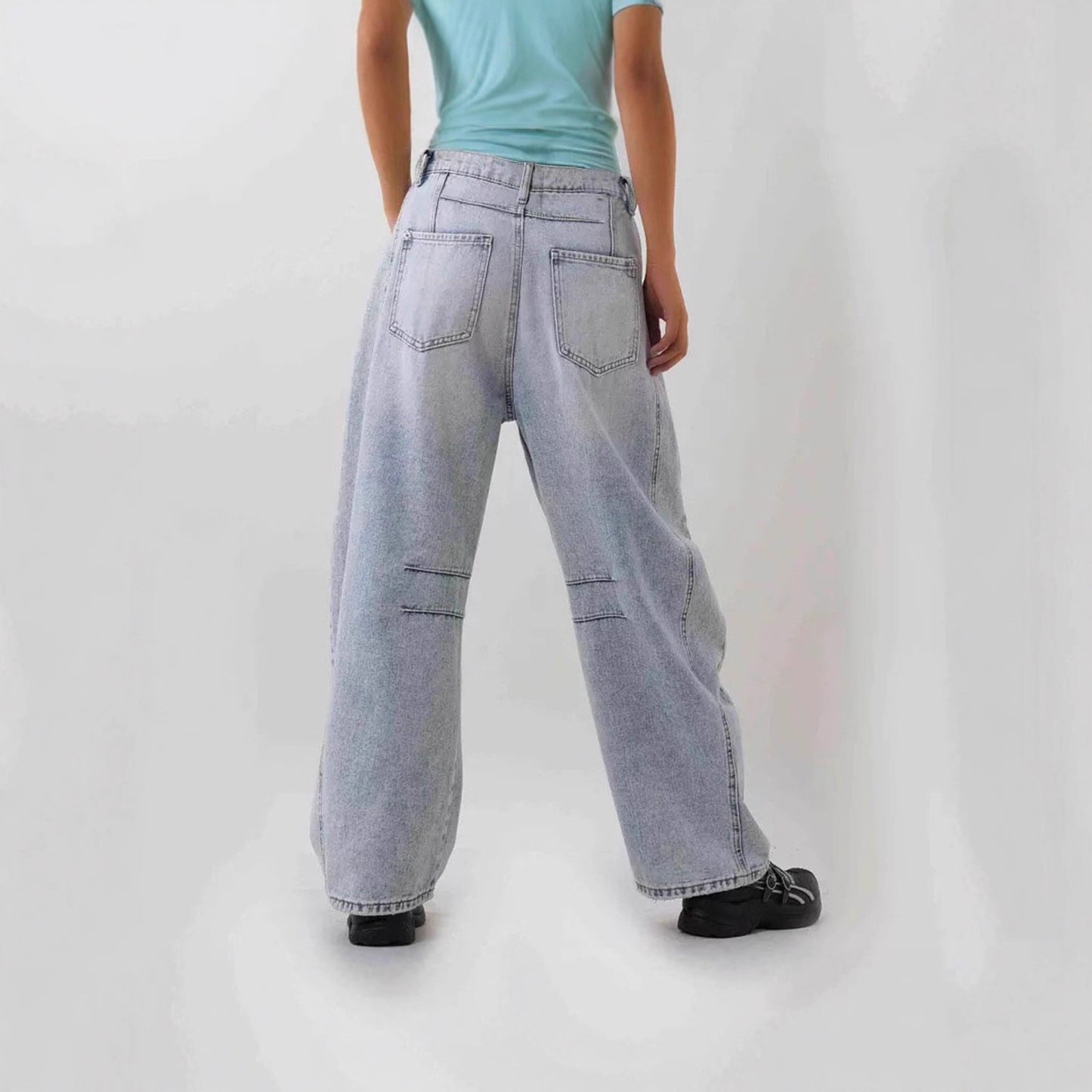 Women's Loose Hole Vintage Denim Trousers Jeans