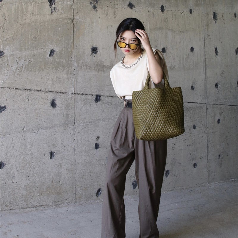 Women's Woven Vegetable Basket Portable Soft Handbags