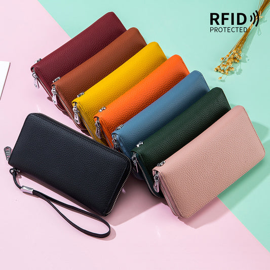 Women's Large Capacity Leather Swiping Soft First Ladies Wallets