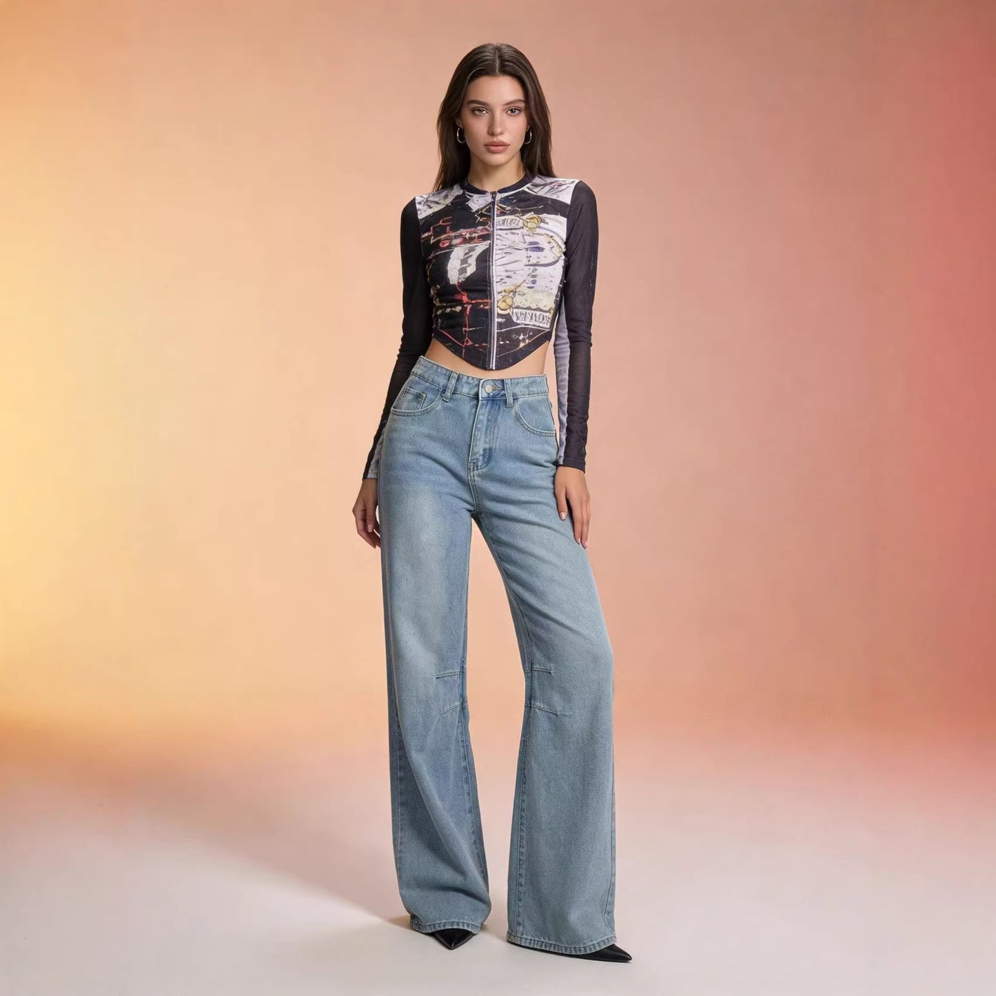 Women's Loose Mid Waist Retro Casual Elegant Jeans