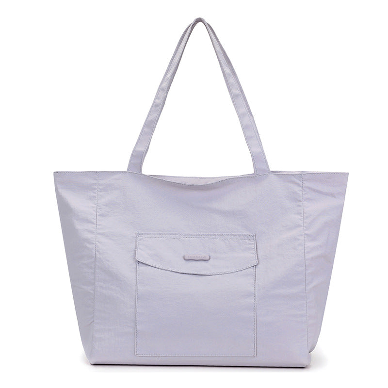 Simple Solid Color Large Capacity Commuter Tote Bags