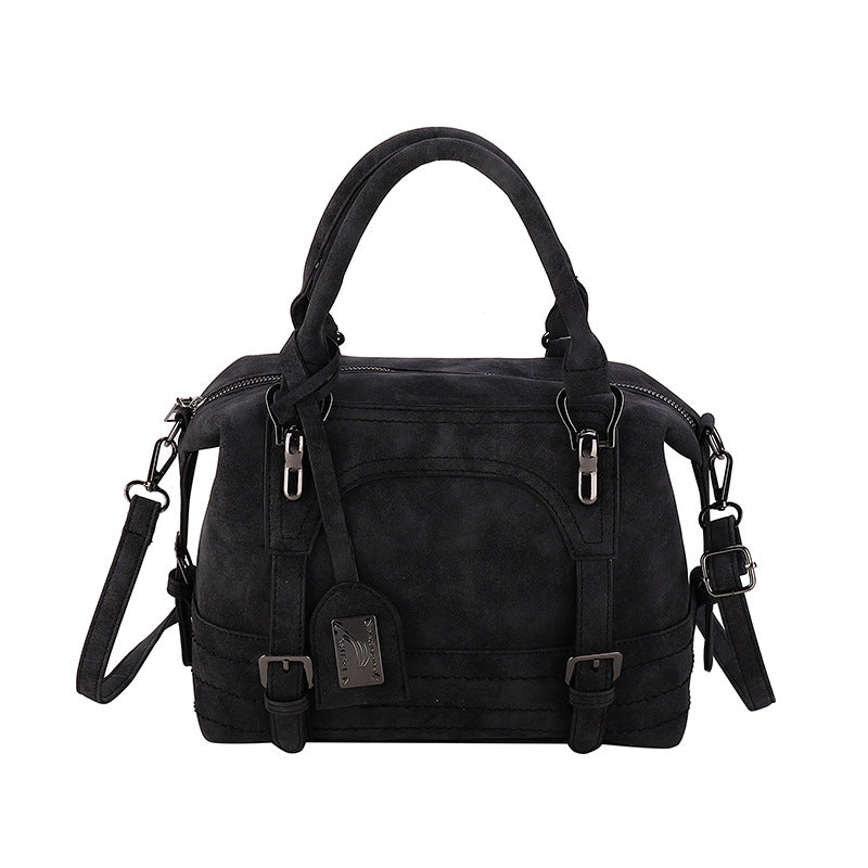 Women's Retro Frosted One Large Capacity Boston Handbags