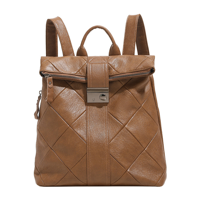 Women's Soft Leather Stitching Brazilian Fashion Korean Backpacks
