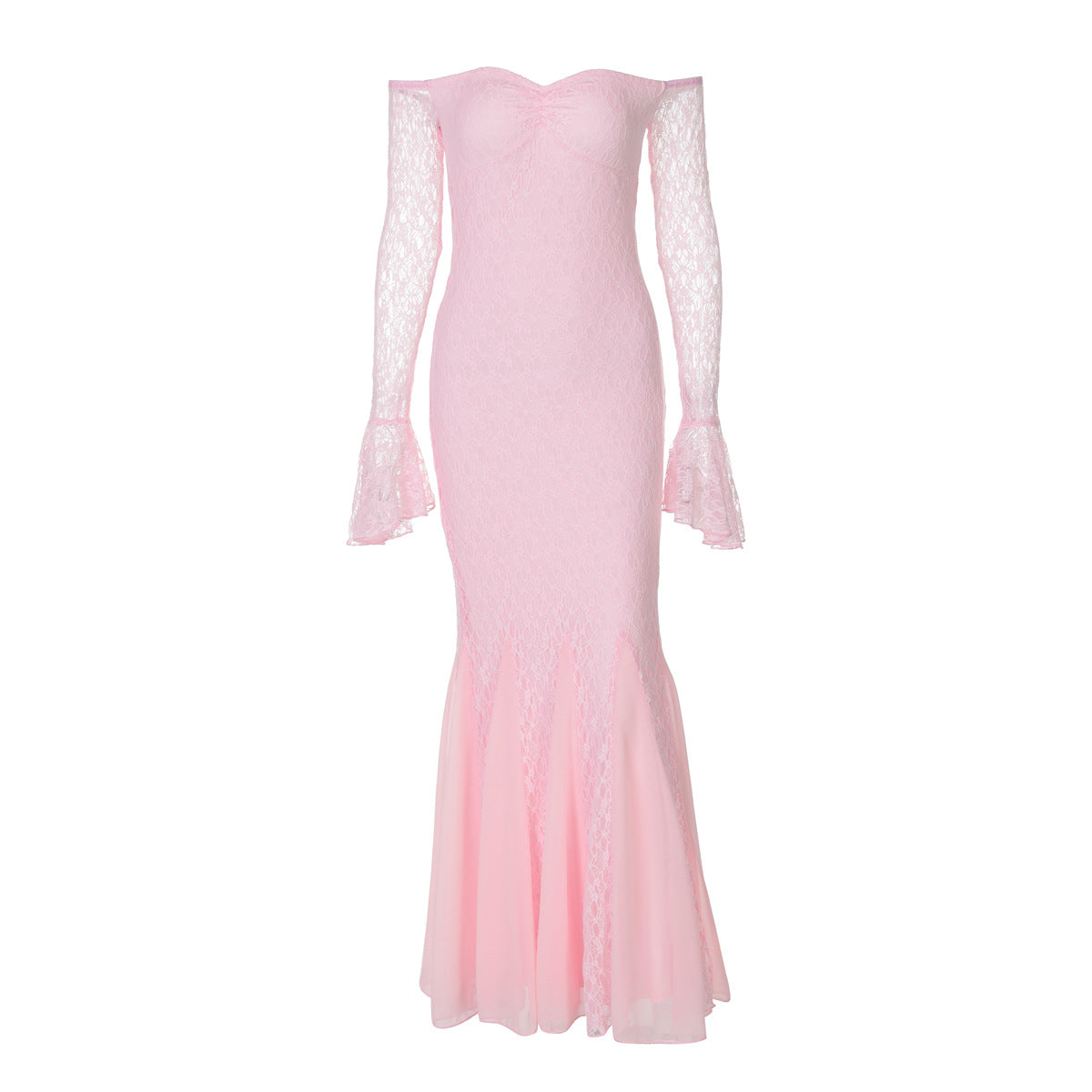 Dress Sexy Bandeau Stitching Lace Sleeve Dresses