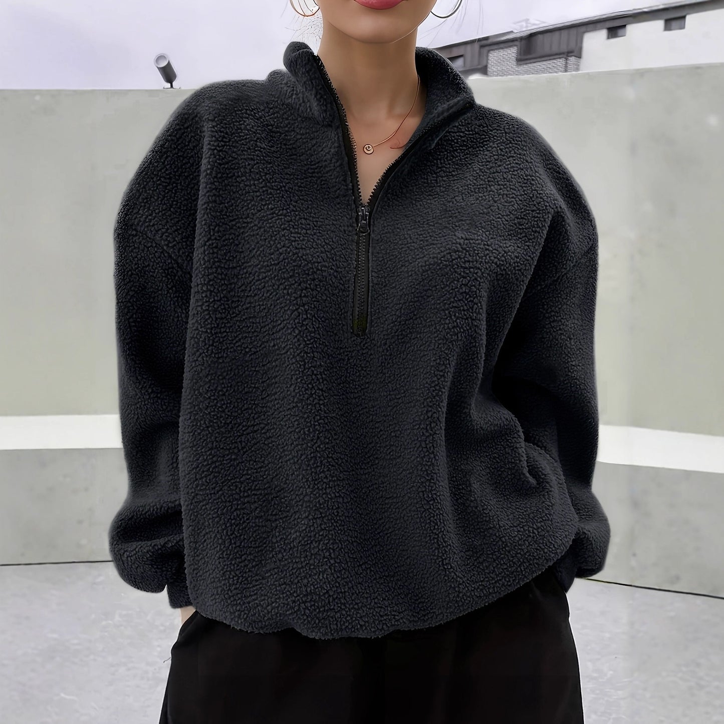 Winter Long Sleeve Casual Simple Solid Color Women's Sweater, Sweater