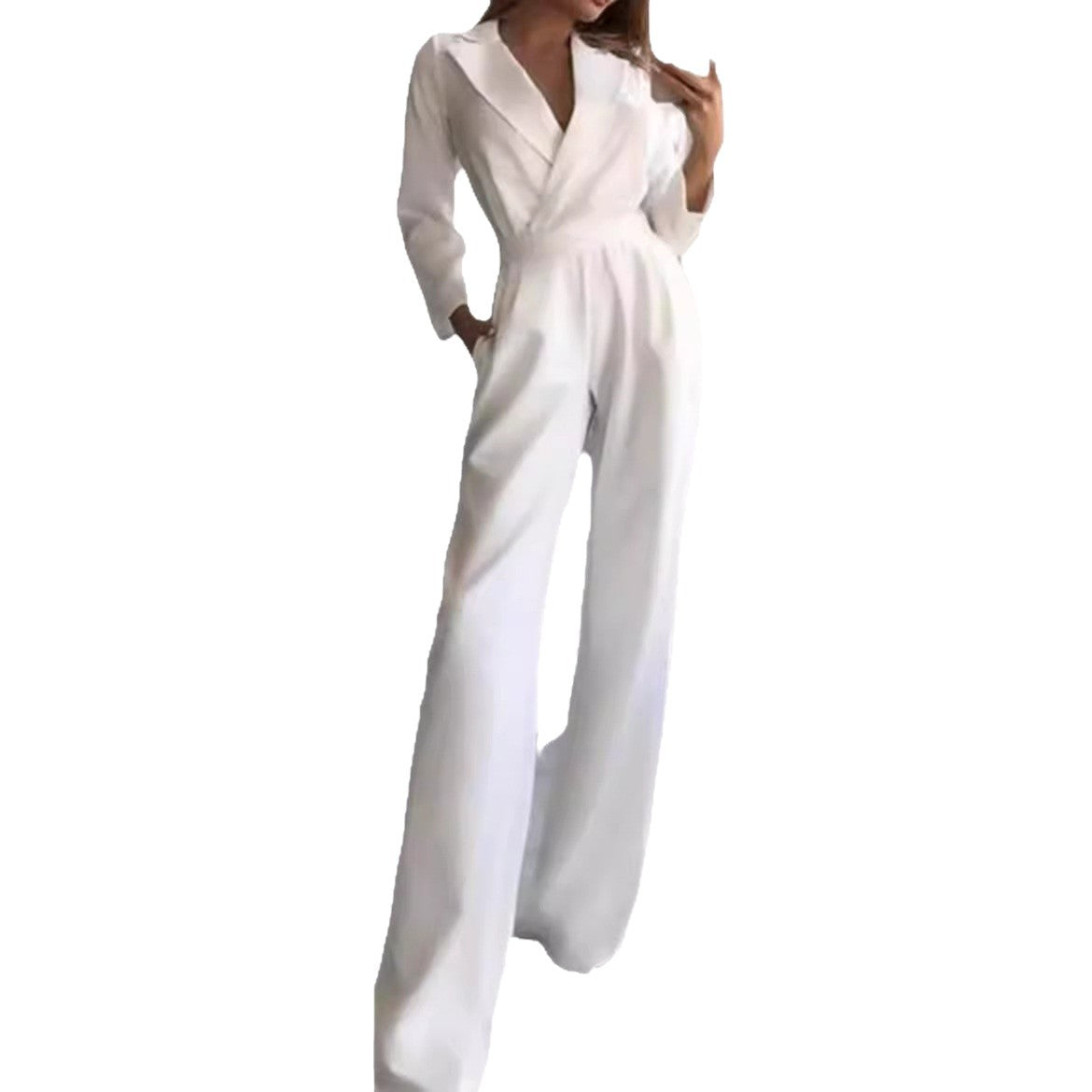 Chinese Style Long Sleeve Diagonal Temperament Jumpsuits