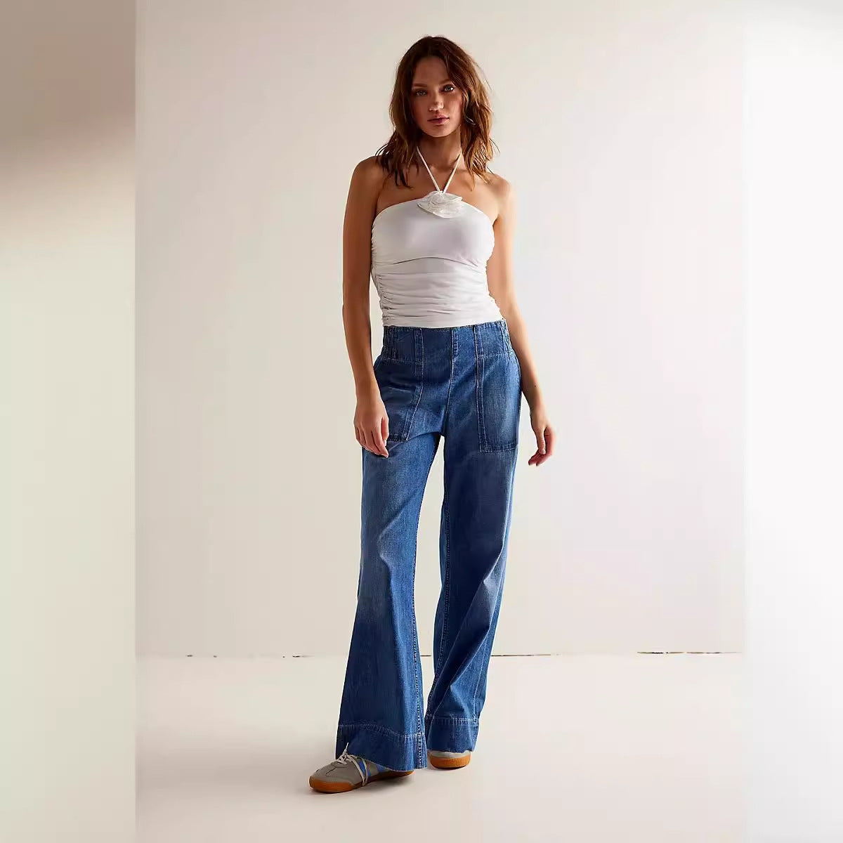 Women's Fashionable Personalized Low Waist Denim Trousers Loose Jeans
