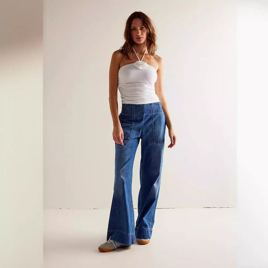 Women's Fashionable Personalized Low Waist Denim Trousers Loose Jeans
