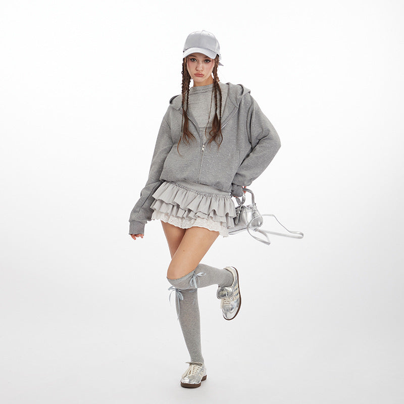 Women's Printing Design Sense Hooded Baggy Sweaters