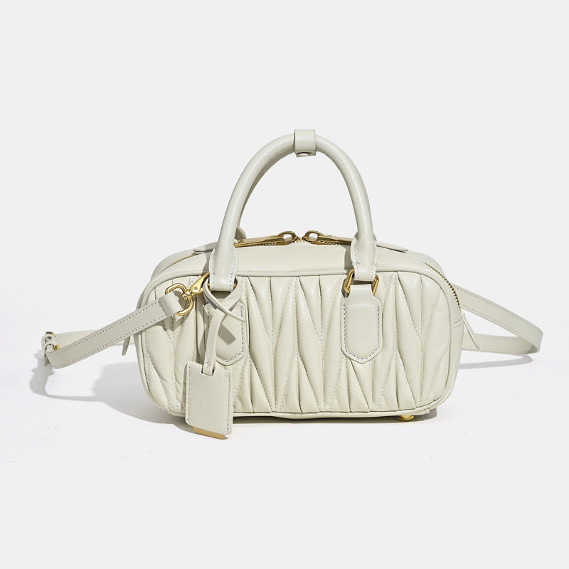 Women's Pleated Bowling Niche High-grade Boston Portable Handbags
