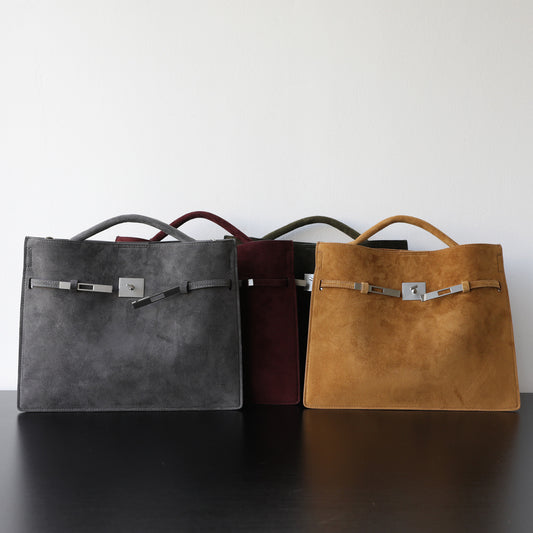 Interest Light Luxury Vintage Suede Kelly High Handbags