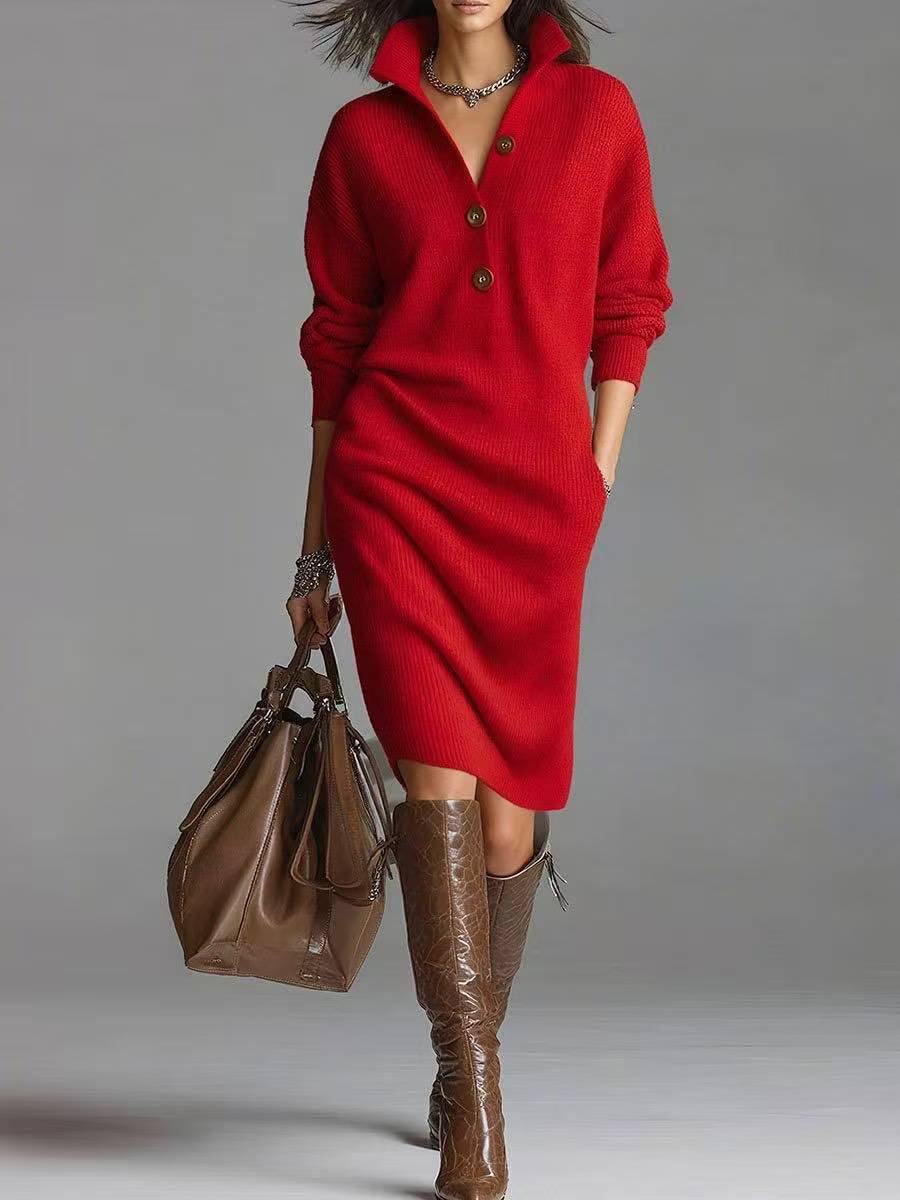 Women's Idle Style Overknee Dress Long Loose Sweaters