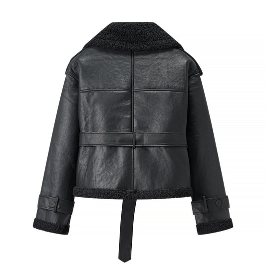 Women's Fashion Temperament With Belt Fur Coats