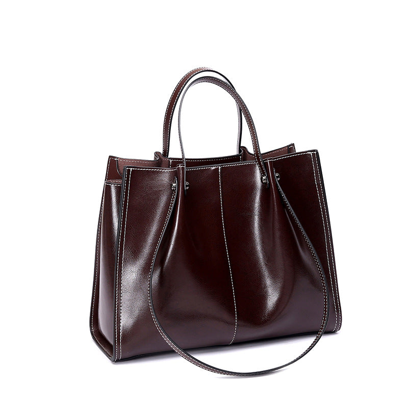 Capacity Portable Retro Commuter High-grade Oil Tote Bags