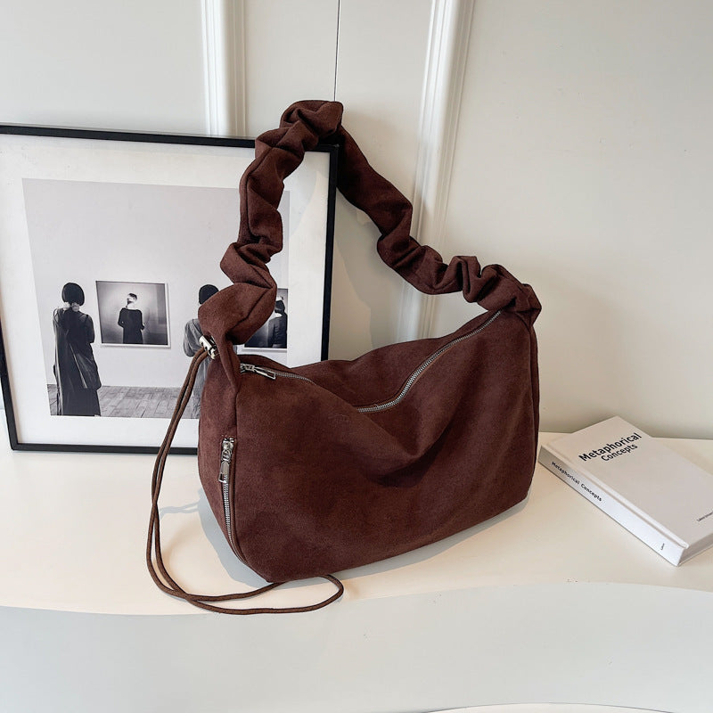 Women's Retro High-grade Underarm Large Capacity Frosted Crossbody Bags