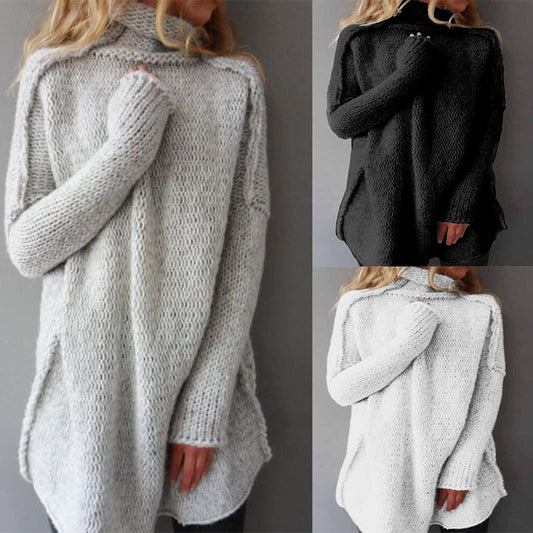 Attractive Fashion Heaps Collar Craft Long-sleeved Sweaters