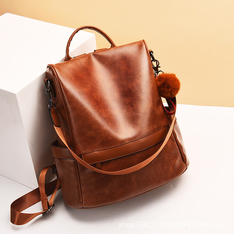 Women's Retro Soft Surface Fashion Trendy Green Backpacks