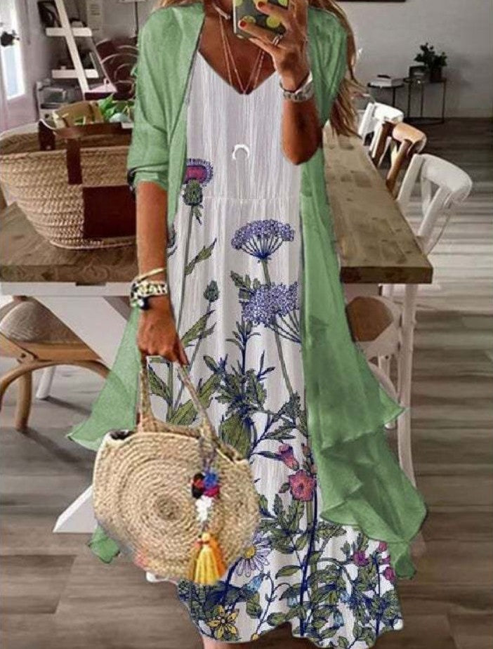 Women's Summer Print Holiday Suspender Dress Indian Style Dresses