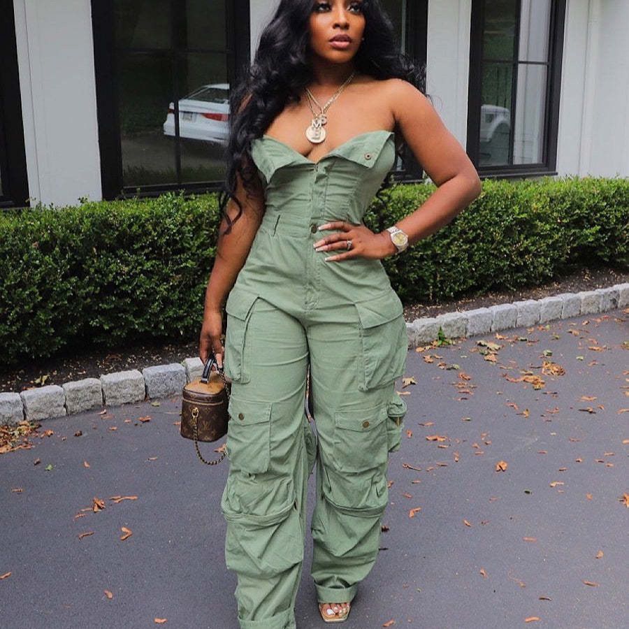 Fashion Sexy Single-breasted Bandeau High Waist Pants