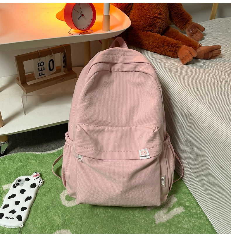 Soft Solid Color Large Capacity Female Backpacks
