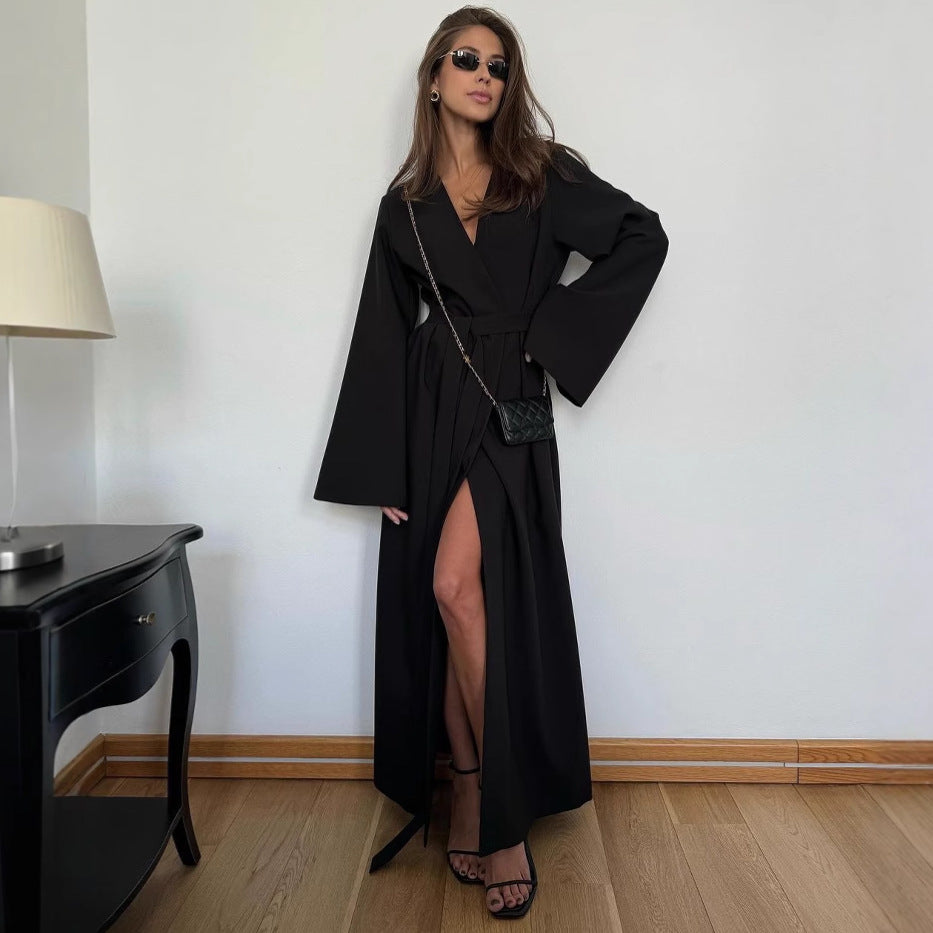 Women's Elegant Long Slit Sleeve Dress Solid Dresses