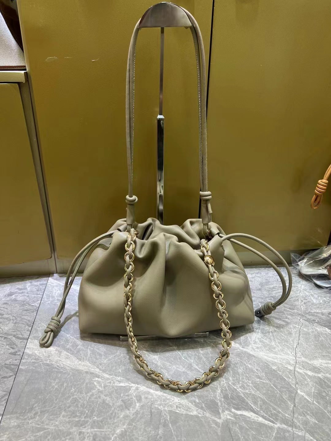 Women's Advanced Pleated Cloud Chain Underarm Genuine Bags