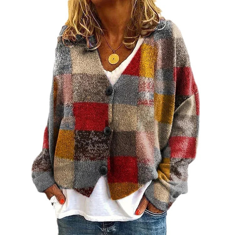 Women's Printed Wear Soft Casual Cloak Fashion Knitwear