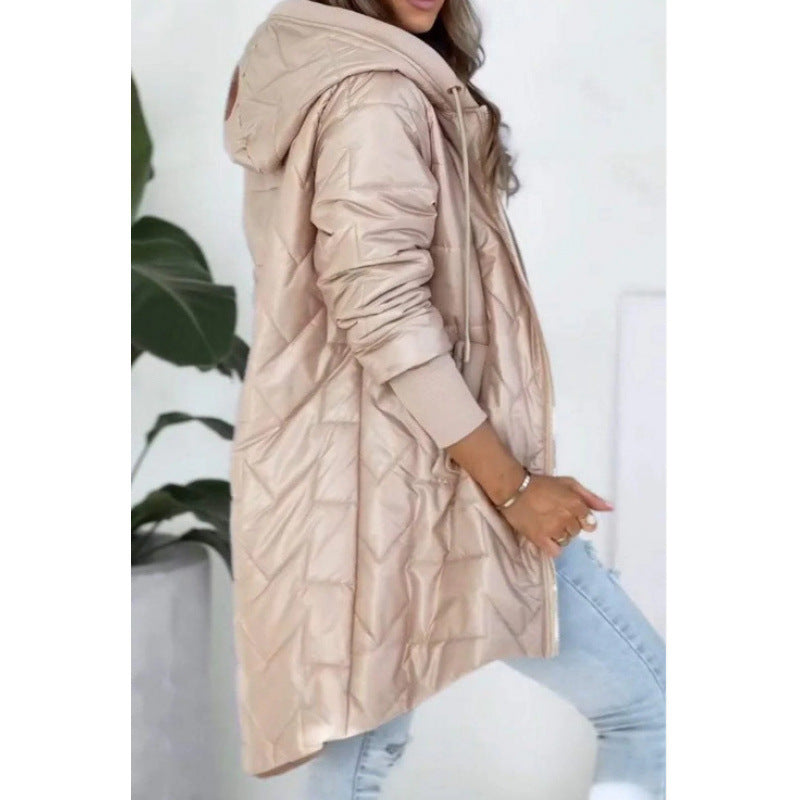 Loose Long Sleeves Solid Color Zipper Coats