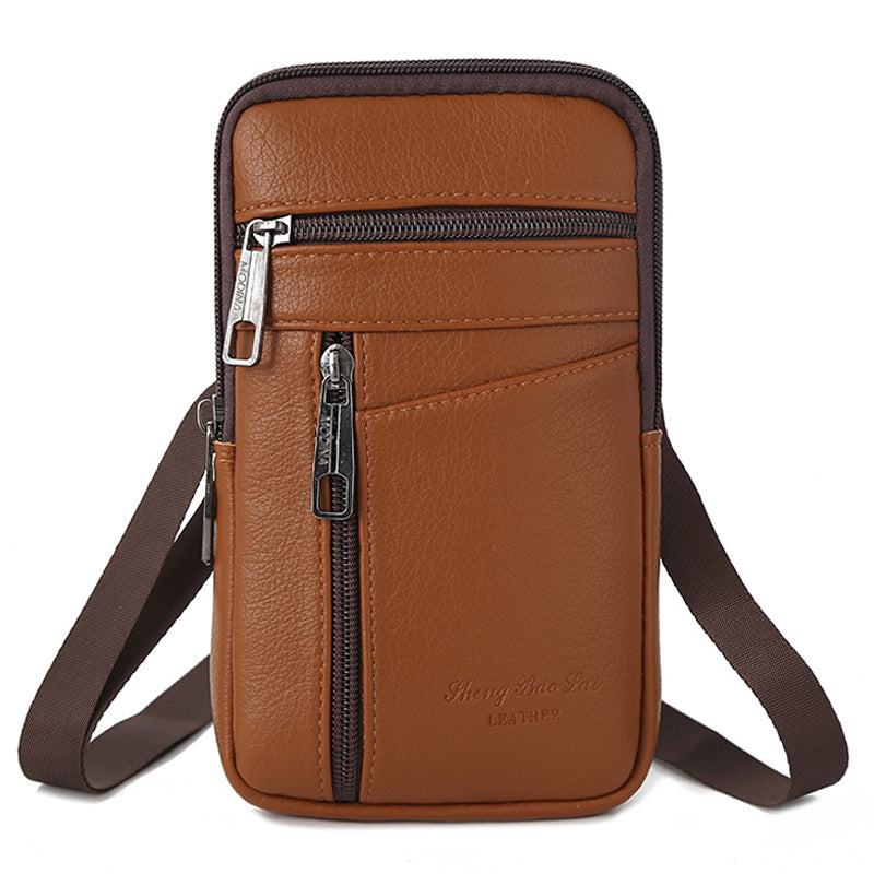 Men's Leather Multifunctional Mobile Large Capacity Cross Men's Chest Bags