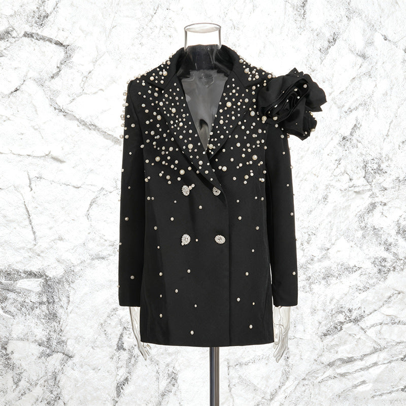 Luxury Style High-grade Beaded Three-dimensional Flower Blazers