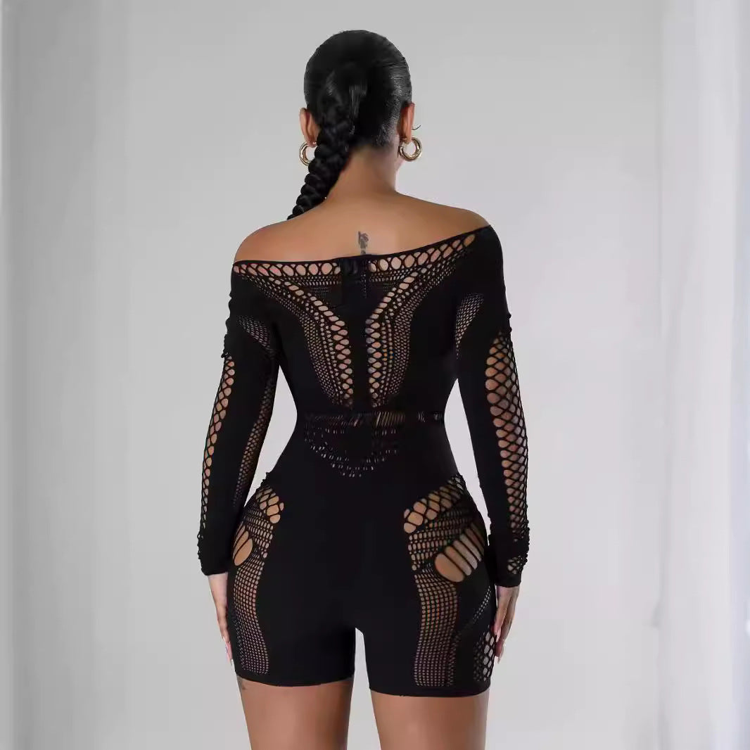 Women's Autumn Solid Color Long Sleeve Hollow Sexy Women's Jumpsuit/clothing