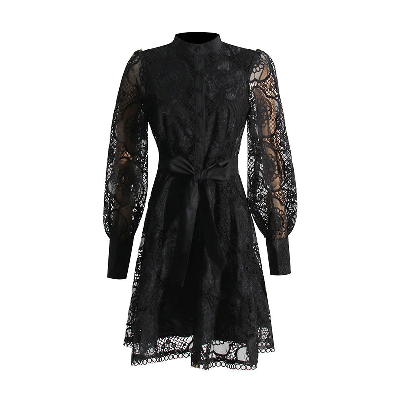 Women's Elegant Palace Style Lace Embroidered Jacquard Dresses