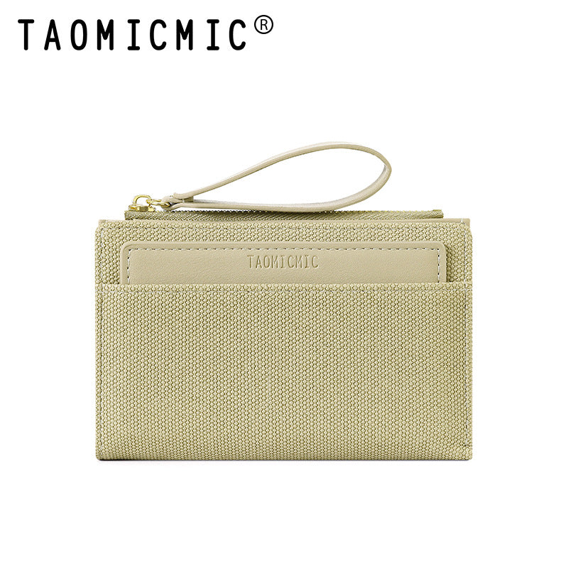 Women's Short Pocket Money Multiple Slots Canvas Pattern Ladies Wallets