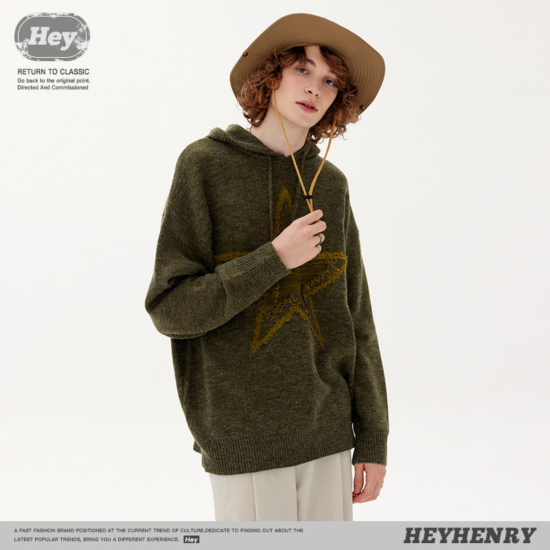 Women's & Men's & Hoodie Knitted Five-pointed Star Jacquard Sweaters