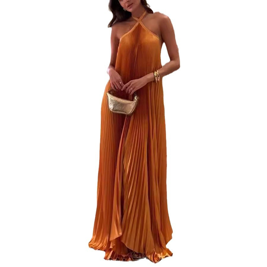 Women's Halter Backless Sexy Dress Vacation Sleeveless Dresses