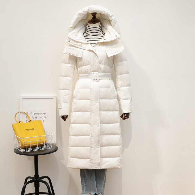 Women's Down Overknee Long Slim Fit White Jackets