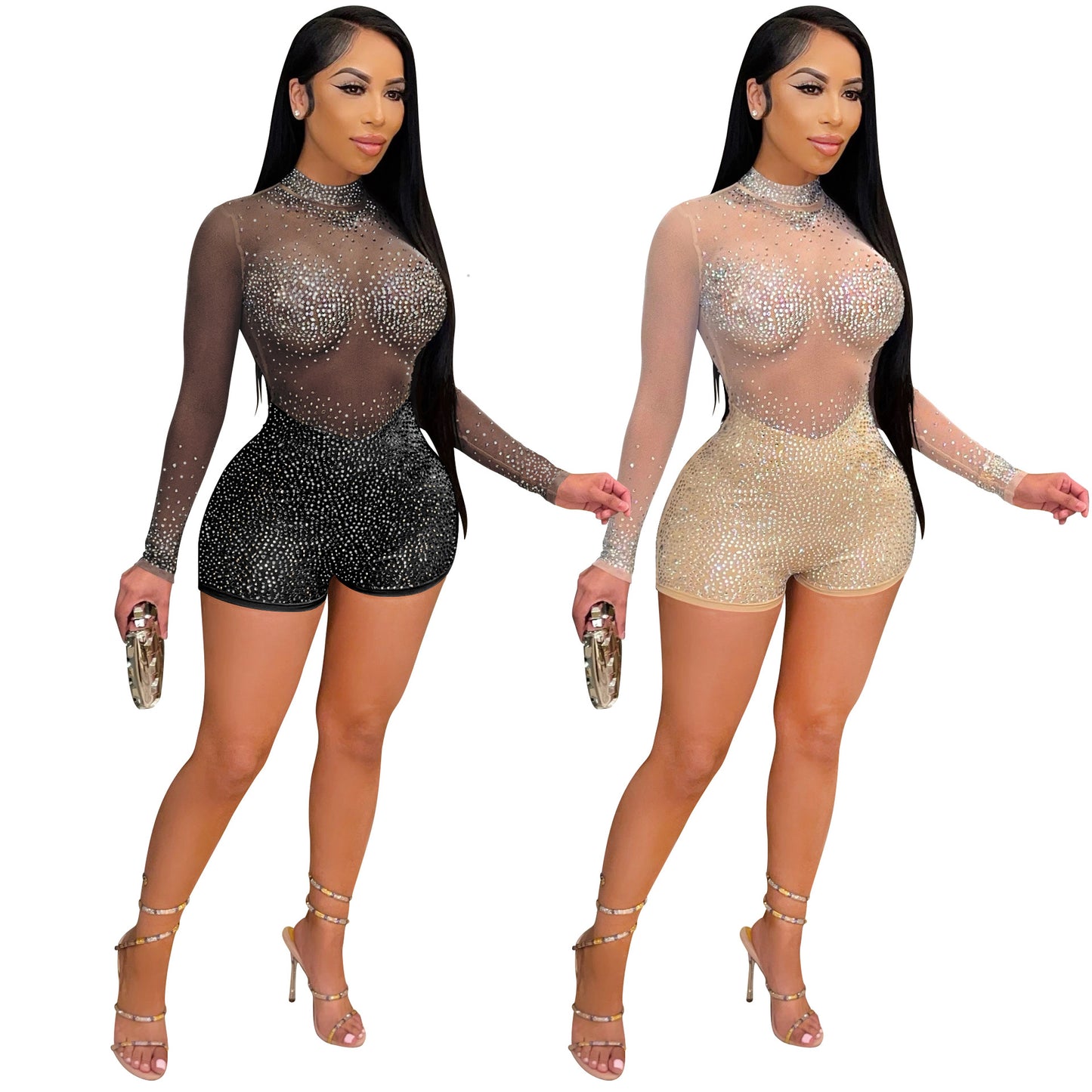 Round Neck Long Sleeve Nightclub Party Pants