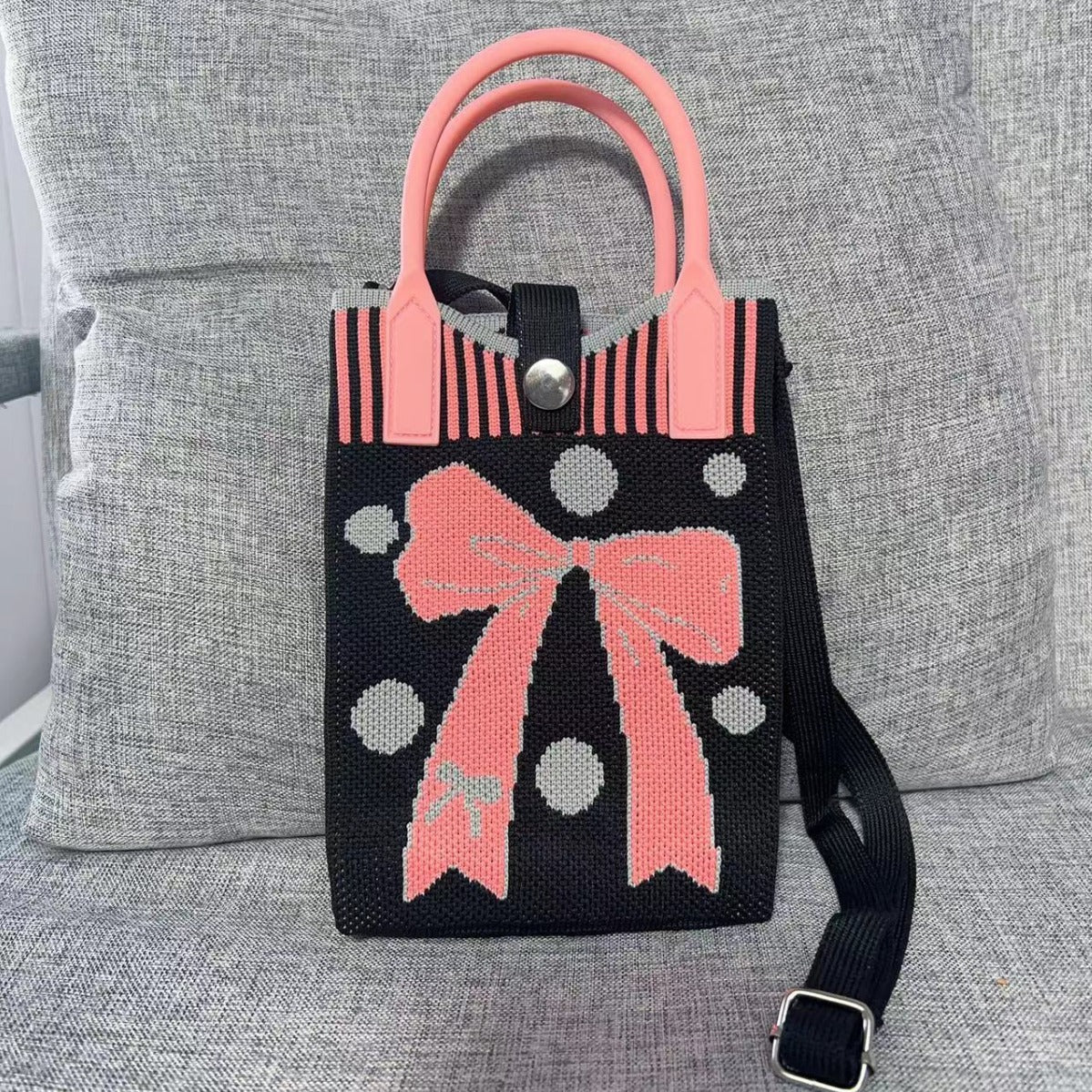Summer Cartoon Mobile Wool Knitted Adjustable Bags