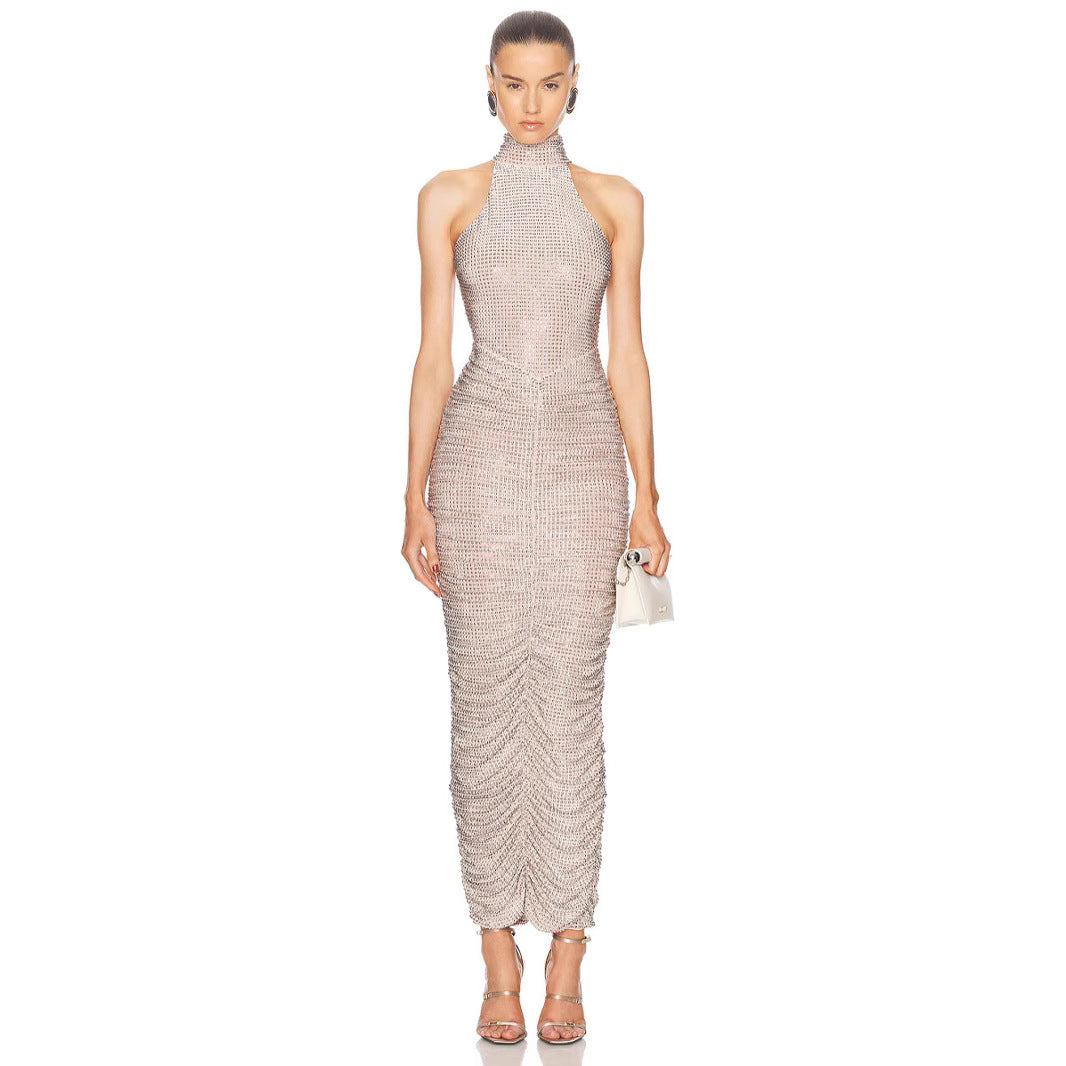 French Rhinestone Strap Dress Affordable Luxury Dresses
